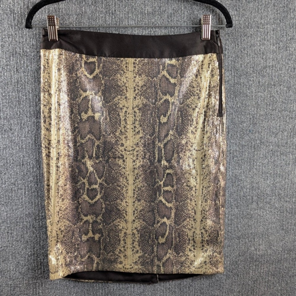 The Limited Snakeskin Sequin Skirt 2 Pencil Gold Animal Print PythonMob Wife 80s